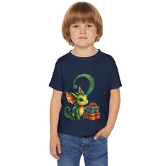 Toddler T-Shirt — Cute Green Baby Dragon with Gift (Birthday/Christmas)