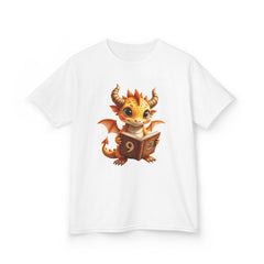 Kids Dragon 9 yrs Tee — Cute Fantasy Dragon with Book
