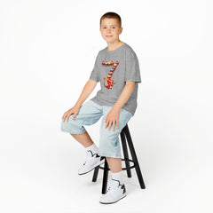 Kids Cupcake Number 7 T-Shirt — Cute Red Dragon Birthday Tee