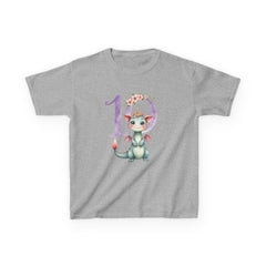 Kids 10th Birthday Dragon Tee — Cute Crowned Dragon with Floral Number 10
