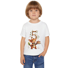 Toddler T‑Shirt — Cute Dragon 5th Birthday Shirt with Cake