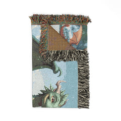 Dragon Family of 6, one parent. Woven Blanket — Fantasy Dragon Throw