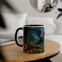 Dragon & Fairy Accent Mug — Enchanted Forest Coffee Cup