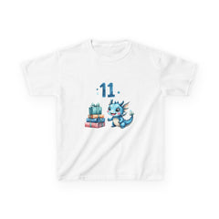 Kids T‑Shirt — Cute Blue Dragon 11th Birthday Design with Presents
