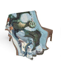 Dragon Family of 6, one parent. Woven Blanket — Fantasy Dragon Throw