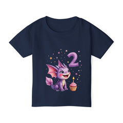 Toddler T‑Shirt — Cute Purple Dragon 2nd Birthday Tee