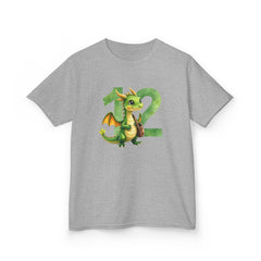 Kids 12th Birthday T‑Shirt — Cute Green Dragon with Number 12