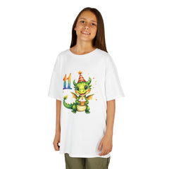 Kids Birthday Tee — Cute Party Dragon with "11" Number