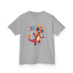 Kids 10th Birthday Dragon T‑Shirt — Cute Party Dragon with Sunglasses