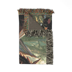 Dragon family of 3, one adult. Woven Blanket — Fantasy Forest Throw