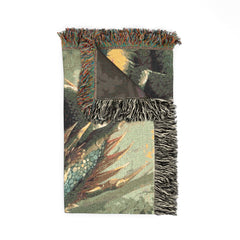 Dragon family of 2 Woven Blanket — Mythic Forest Fantasy Throw