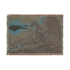 Dragon family of 4, one adult Woven Blanket — Fantasy Dragon Throw