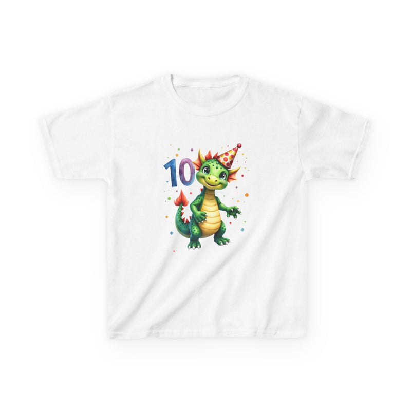 Kids' 10th Birthday Dragon T-Shirt — Cute Party Hat Dragn Tee for Boys & Girls
