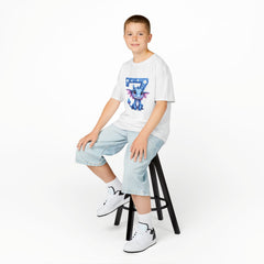 Kids Tee — Cute Blue Dragon with Number 7 Birthday Shirt