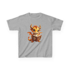 Kids Dragon 9 yrs Tee — Cute Fantasy Dragon with Book