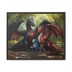dragon family of 3 canvas print