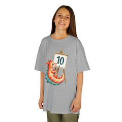 Kids 10th Birthday T-Shirt — Cute dragon Painting '10' Design