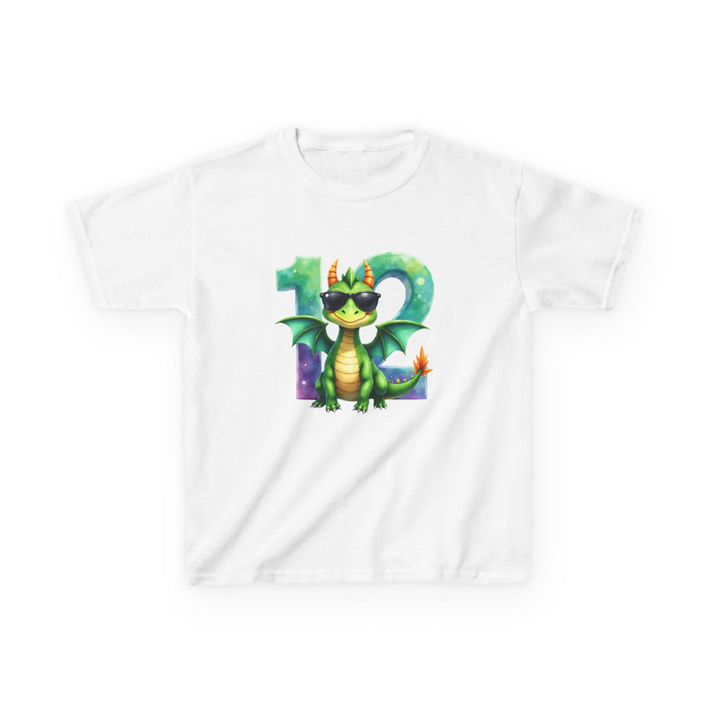 Kids' 12th Birthday Dragon T‑Shirt — Cool Sunglasses Dragon with Number 12