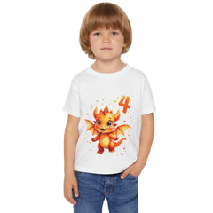 4th Birthday Toddler T‑Shirt — Cute Orange Dragon Birthday Tee