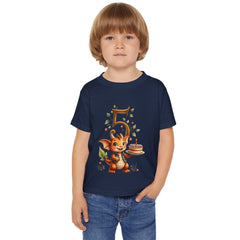 Toddler T‑Shirt — Cute Dragon 5th Birthday Shirt with Cake