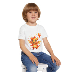 4th Birthday Toddler T‑Shirt — Cute Orange Dragon Birthday Tee