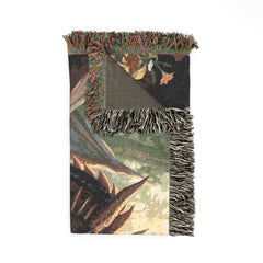 Dragon family of 3, one adult. Woven Blanket — Fantasy Forest Throw