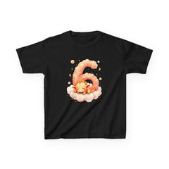 Happy Sleeping Fox Number 6 Kids T-Shirt — Cute Birthday Tee for 6-Year-Olds