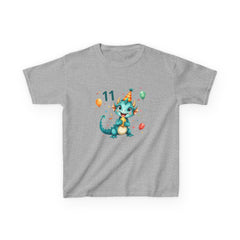 11th Birthday Dragon Kids T‑Shirt — Cute Party Dragon with Balloons