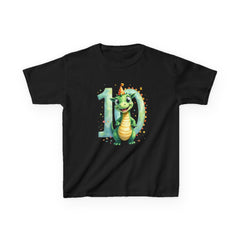 Kids 10th Birthday Dragon T-Shirt – Cute Green Dragon with Number 10