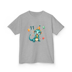 11th Birthday Dragon Kids T‑Shirt — Cute Party Dragon with Balloons