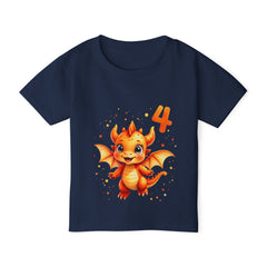 4th Birthday Toddler T‑Shirt — Cute Orange Dragon Birthday Tee