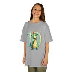 Kids 10th Birthday Dragon T-Shirt – Cute Green Dragon with Number 10