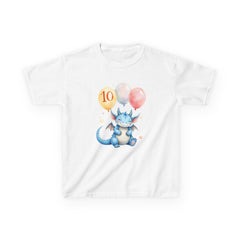 Kids 10th Birthday Dragon T-Shirt – Cute Blue Dragon with Balloons