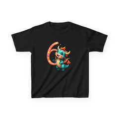 Kids T-Shirt — Cute Birthday Dragon Number 6 Tee for Boys & Girls