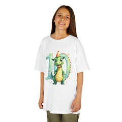 Kids 10th Birthday Dragon T-Shirt – Cute Green Dragon with Number 10