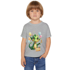 Toddler T-Shirt — Cute Green Dragon Birthday Design (Age 3)