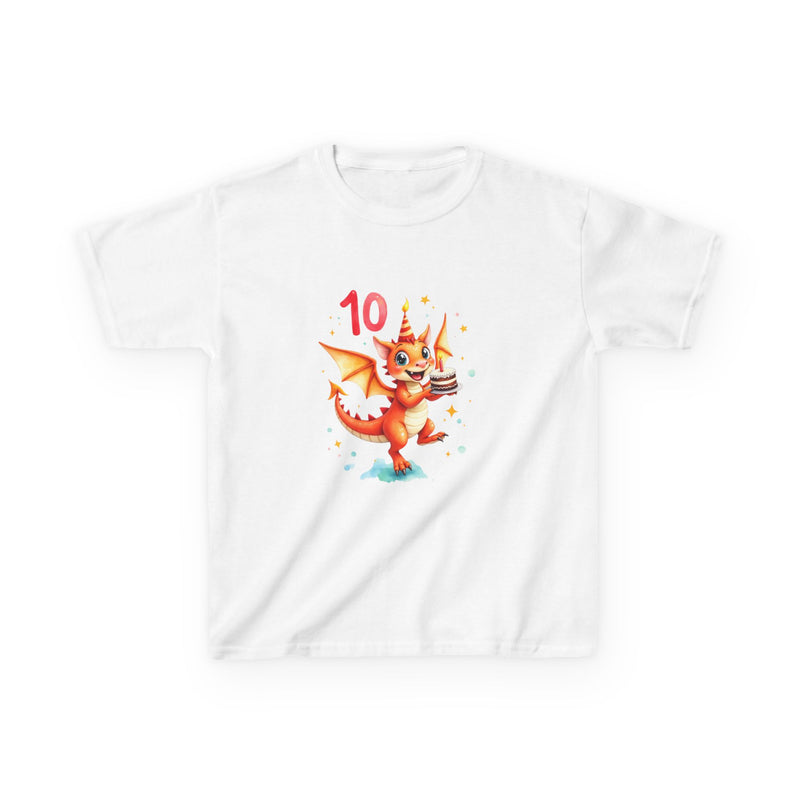 10th Birthday Kids Tee — Cute Party Dragon Graphic Shirt