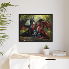 dragon family of 3 canvas print