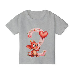 Toddler T-Shirt — Cute Red Dragon Holding Heart Balloon Number 2