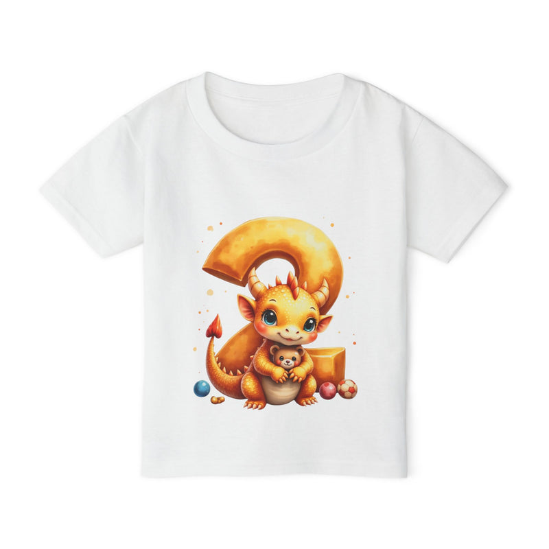 Toddler T-Shirt — Cute Orange Dragon with Number 3, Birthday Toddler Tee