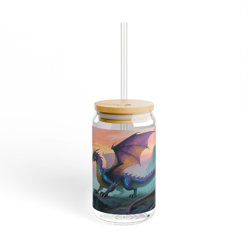 Dragon Sunset Sipper Glass - 16oz Fantasy Drink Jar