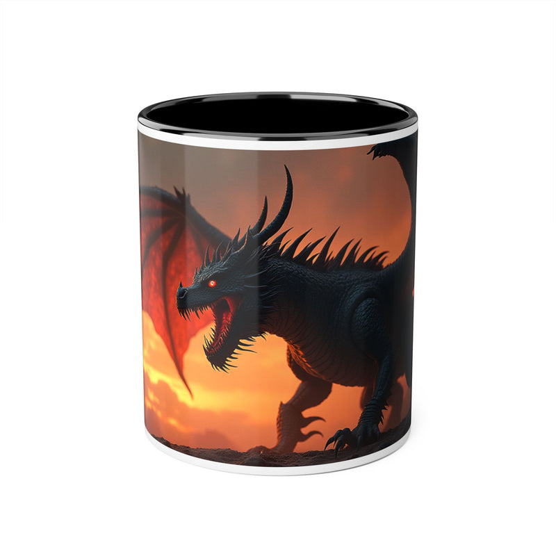 Dragon Sunset Accent Mug — Fiery Fantasy Coffee Cup (11oz)