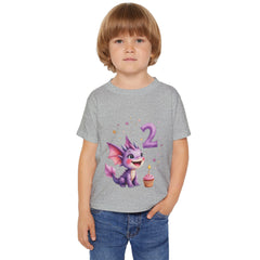 Toddler T‑Shirt — Cute Purple Dragon 2nd Birthday Tee