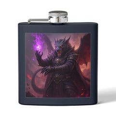 mage dragon Flask — 6oz Stainless Steel Hip Flask with Dark Fantasy Art