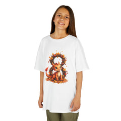 Kids Tee — Autumn dragon with Leaf Wreath | Cute Fall Children’s Shirt