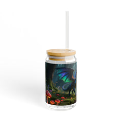 Dragon and Fairy 16oz Sipper Glass - Fantasy Woodland Drink Jar with Straw