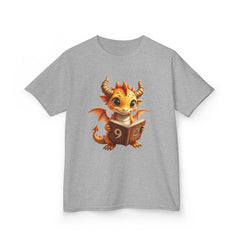 Kids Dragon 9 yrs Tee — Cute Fantasy Dragon with Book