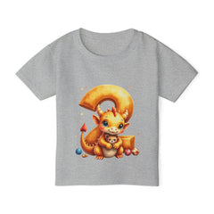 Toddler T-Shirt — Cute Orange Dragon with Number 3, Birthday Toddler Tee