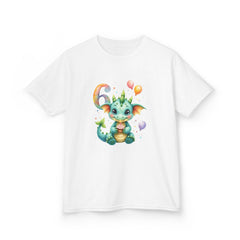 Kids Dragon Birthday T‑Shirt – Cute 6th Birthday Dino/Dragon with Balloons