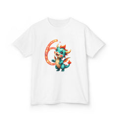 Kids T-Shirt — Cute Birthday Dragon Number 6 Tee for Boys & Girls